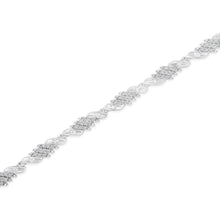 Load image into Gallery viewer, .925 Sterling Silver 1-1/2 Cttw Round and Baguette Cut Diamond Wave Link Bracelet (I-J Color, I2-I3 Clarity) - 7"