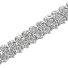 Load image into Gallery viewer, .925 Sterling Silver 3.0 Cttw Diamond Multi Row Cluster Slanted Wave Link 7-¼†Tennis Bracelet (I-J Color, I2-I3 Clarity)