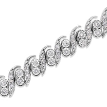 Load image into Gallery viewer, .925 Sterling Silver 2.0 Cttw Round-Cut Diamond "S" Link Bracelet (I-J Color, I3 Clarity) - 7.25"