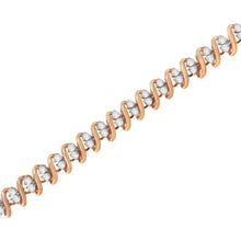 Load image into Gallery viewer, 14KT Rose Gold Plated Sterling Silver Diamond S Link Tennis Bracelet (2 cttw, J-K Color, I1-I2 Clarity) - Size 7.5"