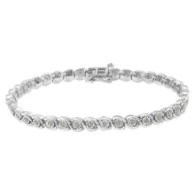 Load image into Gallery viewer, .925 Sterling Silver 1.0 cttw Miracle Set Diamond Spiraling Bezel Link Bracelet(I-J Color, I3 Clarity) -7.25"
