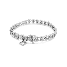 Load image into Gallery viewer, .925 Sterling Silver Diamond Miracle-Set Double Swoosh Milgrain Style Tennis Bracelet (1/2 cttw, I-J Color, I3 Clarity) - Size 7.75"