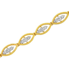 Load image into Gallery viewer, 10K Yellow Gold Plated .925 Sterling Silver 1 cttw Prong Set Round-Cut Diamond Link Bracelet (J-K Color, I1-I2 Clarity) - 7.25"