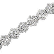 Load image into Gallery viewer, .925 Sterling Silver 2.0 cttw Diamond 7 Stone Floral Cluster Link Bracelet (I-J Color, I3 Clarity) -7.25"