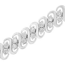 Load image into Gallery viewer, .925 Sterling Silver 1/4 cttw Round-Cut Diamond Double Row Wrapped S-Link Bracelet (I-J Color, I2-I3 Clarity) - Size 7.25"