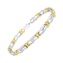 Load image into Gallery viewer, 10k Yellow Gold Plated Sterling Silver 1/4 cttw Diamond Infinity and X Link Bracelet (I-J Clarity, I2-I3 Color) - Size 7.25"