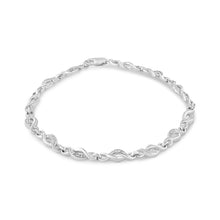 Load image into Gallery viewer, .925 Sterling Silver Prong Set Diamond Accent Curved Spiral Link Bracelet (I-J Color, I3 Clarity) - 7.25"