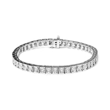 Load image into Gallery viewer, .925 Sterling Silver 1/4 Cttw Miracle Set Diamond and Bead Link 7.25" Tennis Bracelet (I-J Color, I2-I3 Clarity)
