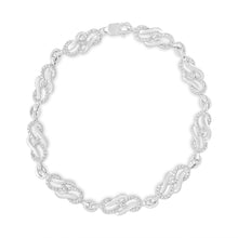Load image into Gallery viewer, .925 Sterling Silver Prong Set Diamond Accent Infinity Weave Link 7.25" Bracelet (I-J Color, I3 Clarity)