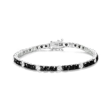 Load image into Gallery viewer, .925 Sterling Silver 3.0 Cttw Black and White Diamond Tennis Bracelet (I-J Color, I2-I3 Clarity) - 7.25" Inches