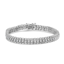 Load image into Gallery viewer, .925 Sterling Silver 1.0 Cttw Diamond Collar Line Link Bracelet (I-J Color, I1-I2 Clarity) - Size 7.25" Inches