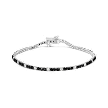 Load image into Gallery viewer, .925 Sterling Silver 3.0 Cttw Black and White Diamond Tennis Bracelet (I-J Color, I2-I3 Clarity) - 7.25" Inches