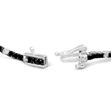Load image into Gallery viewer, .925 Sterling Silver 3.0 Cttw Black and White Diamond Tennis Bracelet (I-J Color, I2-I3 Clarity) - 7.25" Inches