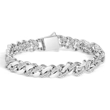 Load image into Gallery viewer, 14K Yellow Gold Plated .925 Sterling Silver 1/2 Cttw Diamond Cuban Curb Chain Bracelet (I-J Color, I3 Clarity) - 8.5" Inches