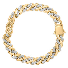 Load image into Gallery viewer, 14K Yellow Gold Plated .925 Sterling Silver 1/2 Cttw Diamond Cuban Curb Chain Bracelet (I-J Color, I3 Clarity) - 8.5" Inches