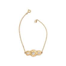 Load image into Gallery viewer, 14K Yellow Gold Plated Sterling Silver 1/2 Cttw Lab Grown Diamond Rose Motif Link Bracelet