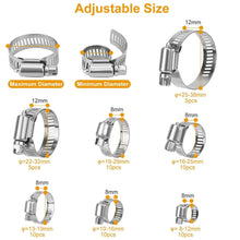 Load image into Gallery viewer, 60-Pieces: Hose Clamp Stainless Steel Adjustable Worm Gear