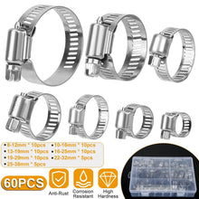 Load image into Gallery viewer, 60-Pieces: Hose Clamp Stainless Steel Adjustable Worm Gear