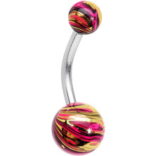 Load image into Gallery viewer, Red and Gold Swirl Ball Ends Super Simple Belly Ring