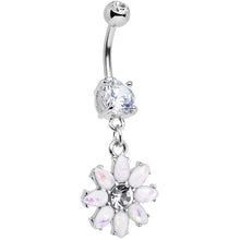 Load image into Gallery viewer, White Faux Opal Flower Power Dangle Belly Ring