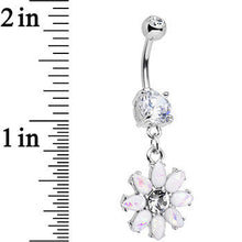 Load image into Gallery viewer, White Faux Opal Flower Power Dangle Belly Ring