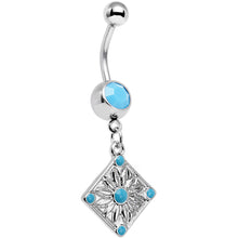 Load image into Gallery viewer, Faux Turquoise Treasured Emblem Dangle Belly Ring