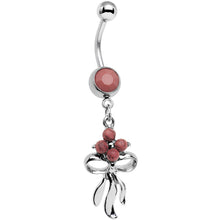 Load image into Gallery viewer, Rose Flower Faux Turquoise Southwestern Bundle and Bow Dangle Belly Ring