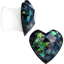 Load image into Gallery viewer, Multicolor Heart White Acrylic Saddle Plug Set 5mm to 00G
