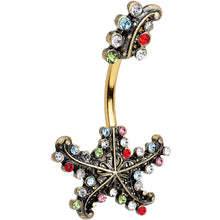 Load image into Gallery viewer, Multicolor Gem Gold PVD Seeing Starfish Double Mount Belly Ring