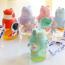 Load image into Gallery viewer, 600ml Kids Water Bottles Summer Cute High Beauty Straw Cup for Girls School Baby Leak proof Cartoon Children Water Bottle Water Bottle Cute Water Bottles for Girls Water Bottle with Straw and Adjustable Strap Portable Leakproof Bottles