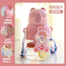 Load image into Gallery viewer, 600ml Kids Water Bottles Summer Cute High Beauty Straw Cup for Girls School Baby Leak proof Cartoon Children Water Bottle Water Bottle Cute Water Bottles for Girls Water Bottle with Straw and Adjustable Strap Portable Leakproof Bottles