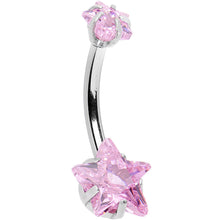 Load image into Gallery viewer, Pink Gem Dynamic Duo Super Star Internally Threaded Belly Ring