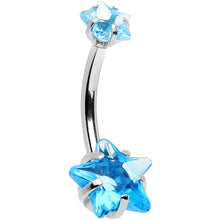 Load image into Gallery viewer, Aqua Gem Dynamic Duo Super Star Internally Threaded Belly Ring