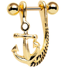 Load image into Gallery viewer, 3/8 Gold Plated Toss Your Anchor Left Dangle Cartilage Earring