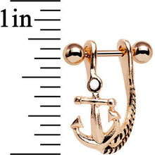 Load image into Gallery viewer, 3/8 Rose Gold Plated Toss Your Anchor Left Dangle Cartilage Earring