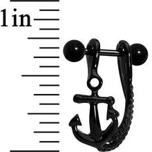 Load image into Gallery viewer, 3/8 Black Plated Toss Your Anchor Left Dangle Cartilage Earring