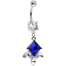 Load image into Gallery viewer, Clear Blue Aqua Gem Floral Delight Drop Dangle Belly Ring