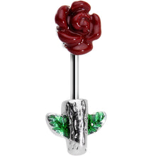 Load image into Gallery viewer, 16G 1/4 Steel Pick a Red Rose Flower Barbell Cartilage Earring