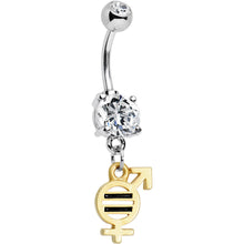 Load image into Gallery viewer, Clear Gem Coexist Gender Equality Dangle Belly Ring