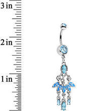 Load image into Gallery viewer, Aqua Gem Blue Belle of the Ball Fan Chandelier Belly Ring
