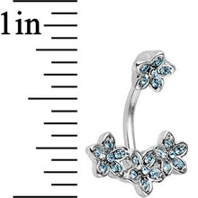Load image into Gallery viewer, Aqua Blue Gem Flippy Flower Reversbile Top Mount Belly Ring