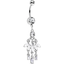 Load image into Gallery viewer, Clear Gem White Fan Chandelier Dangle Belly Ring
