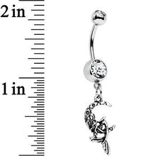 Load image into Gallery viewer, Clear Gem Moon and Ms Mermaid Dangle Belly Ring