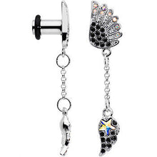 Load image into Gallery viewer, 4G Aurora Black Gem Arial Angel Wings Dangle Plug Set