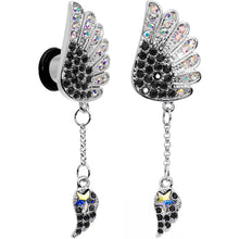Load image into Gallery viewer, 0G Aurora Black Gem Arial Angel Wings Dangle Plug Set