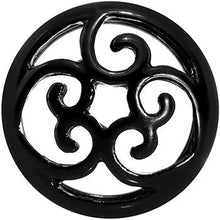 Load image into Gallery viewer, 9/16 Steel Black Filigree Duet Heart Saddle Plug Set