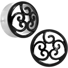 Load image into Gallery viewer, 7/8 Steel Black Filigree Duet Heart Saddle Plug Set