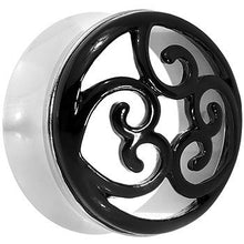 Load image into Gallery viewer, 24mm Steel Black Filigree Duet Heart Saddle Plug Set