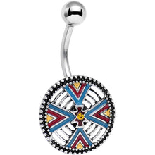 Load image into Gallery viewer, Red Blue Yellow Southwestern Powerful Medallion Belly Ring