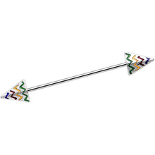 Load image into Gallery viewer, 14G Rainbow Chevron End with an Arrow Industrial Barbell 38mm